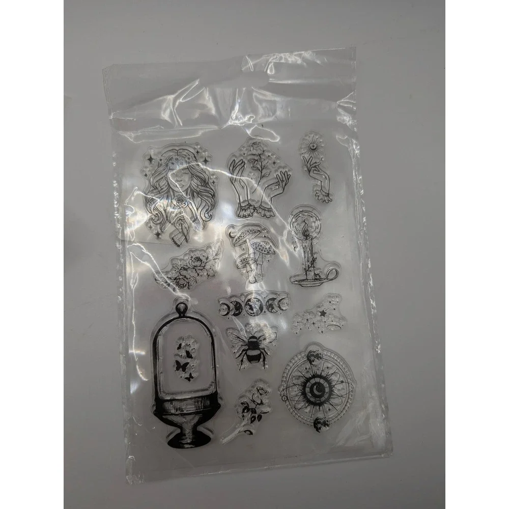 Clear SILICONE Stamp Lot DIY GYPSY Mystical Celestial Botanical Moon Floral Boho